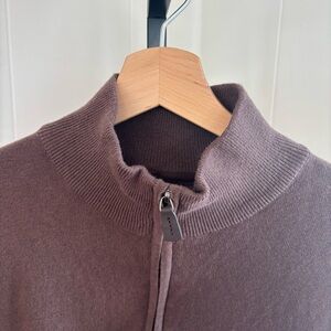 Daniel Hechter Men’s M Preppy Pullover Cotton Cashmere Brown 1/4 Zip Sweater NWT